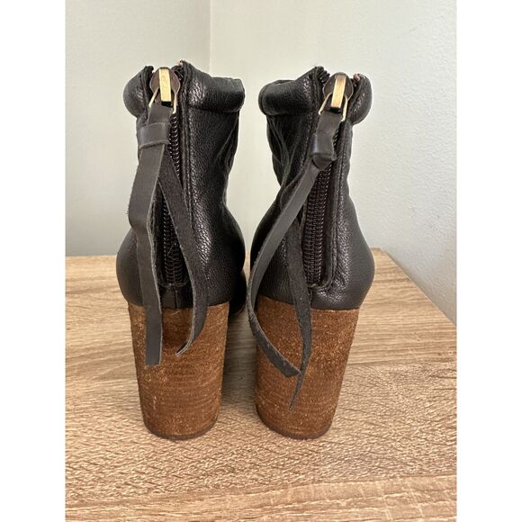 Jeffrey Campbell Havana Last Rumble Black Leather Heeled Ankle Boots size 6.5 - Picture 13 of 14